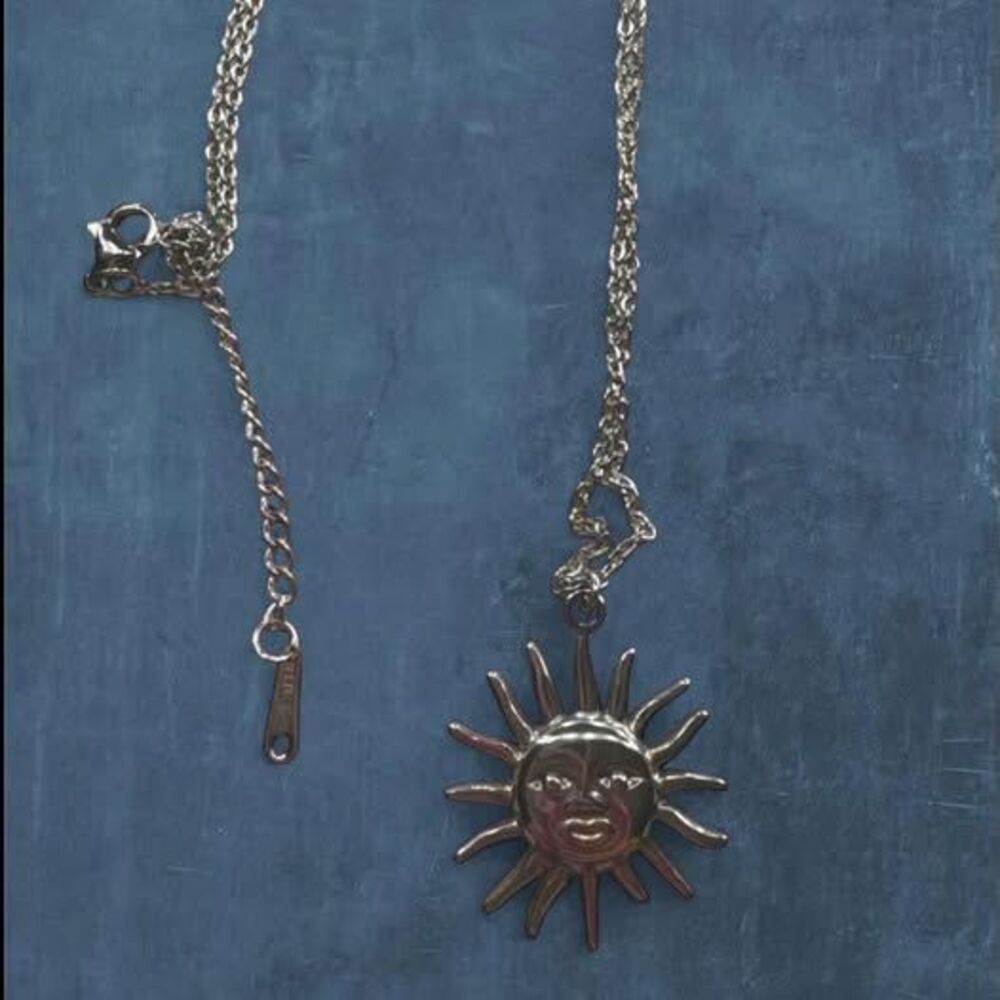 whimsical sun y2k style silver necklace